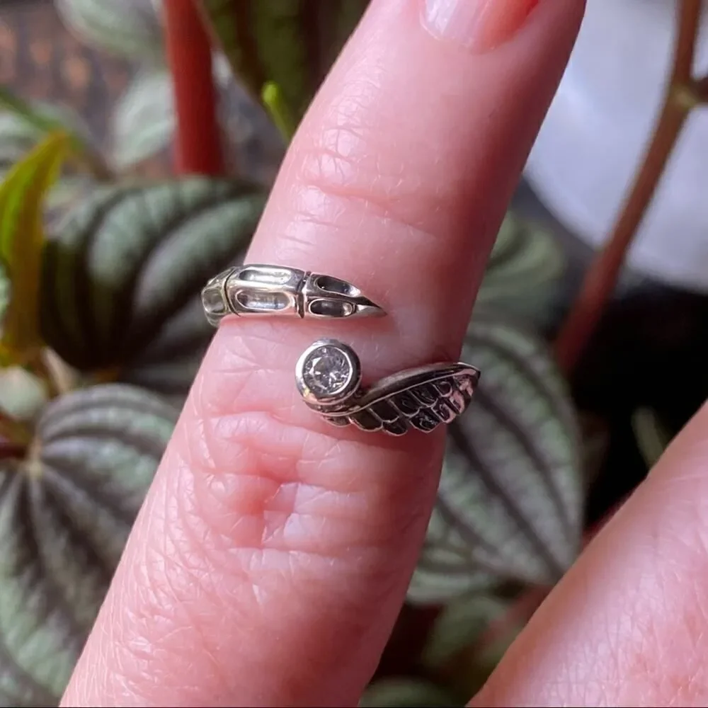 Wing And Claw Sterling Silver CZ Toe Ring